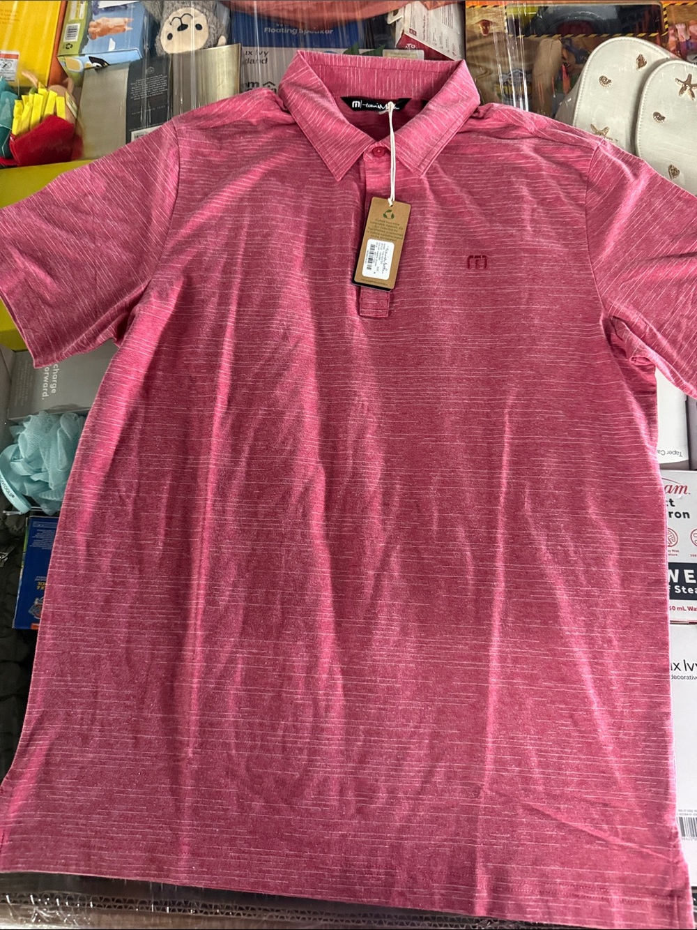 Travis Matthew Men’s Heathered Raspberry Polo size M